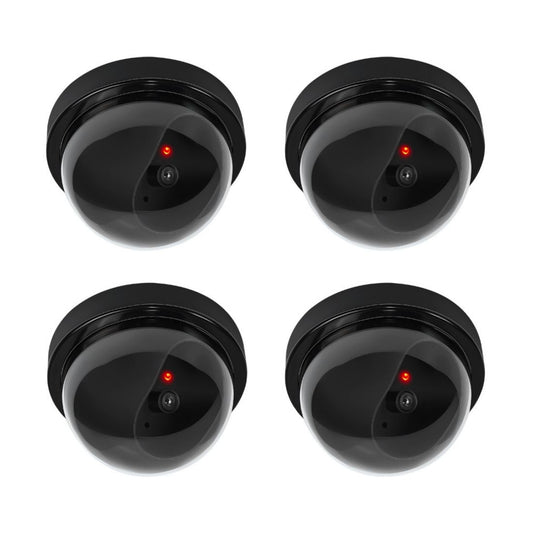 4PCS Dummy Fake Security CCTV Dome Camera Simulation Monitor with Flashing Red LED Light with Security Alert Sticker Decals