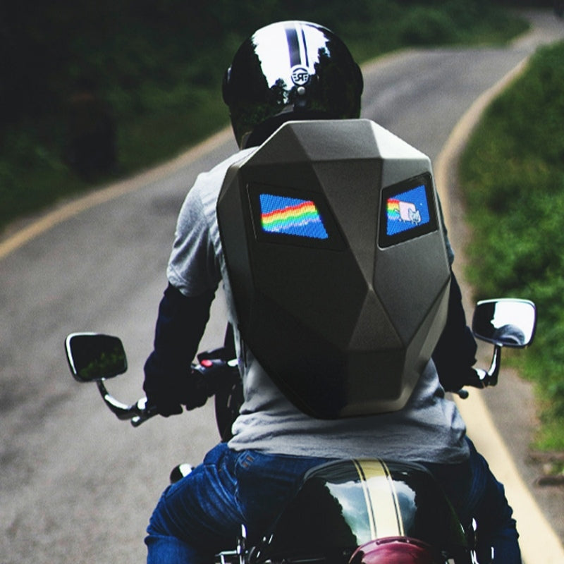 LED Knight Backpack Motorcycle Riding Backpack Hard Shell Travel Bag Laptop Bag Helmet Bag Daypack Travelling Camping Cycling Storage Bag