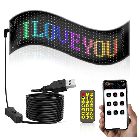 LED Matrix Panel Smart Editable Flexible Display Screen Bluetooth APP Control for Car Store Advertising Sign Indoor & Ooutdoor