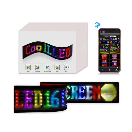 Flexible Scrolling LED Matrix Panel Screen Car Signs Bluetooth App Control Custom Text Pattern Animation Programmable for Store Car Bar Hotel
